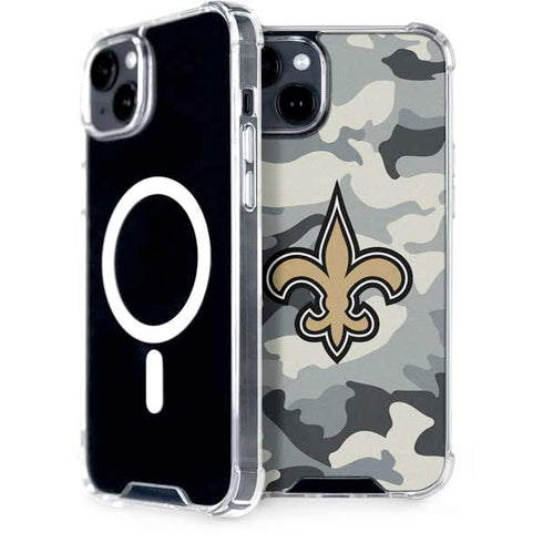 NFL New Orleans Saints Camo iPhone 15 Plus MagSafe Case